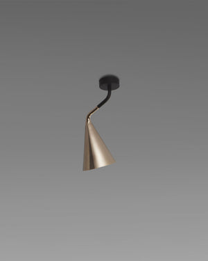 Conical ceiling light fixture on a gray background