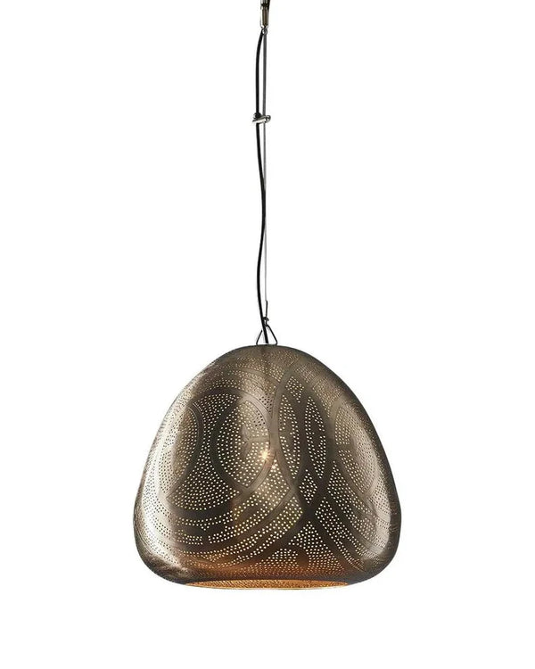 Textured Dome Hanging Nickel Pendant Light