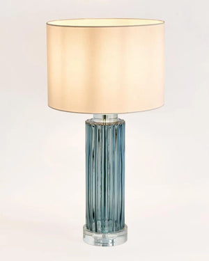 Textured Blue Glass Table Lamp