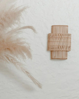 Tiered Rattan Weave Wall Light