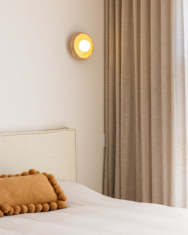 Travertine Curved Plate Wall Sconce