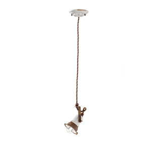 Vintage White and Rust Metal Swivel Pendant | Lighting Collective 