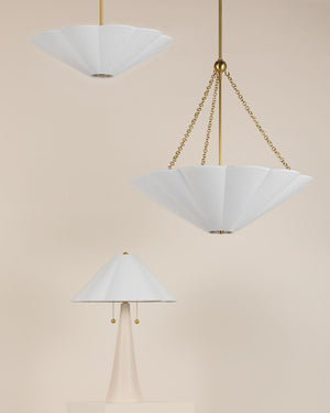White Pleated Pendant Light