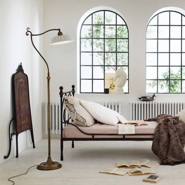 Italian Made Brass & Ceramic Traditional Floor Lamp
