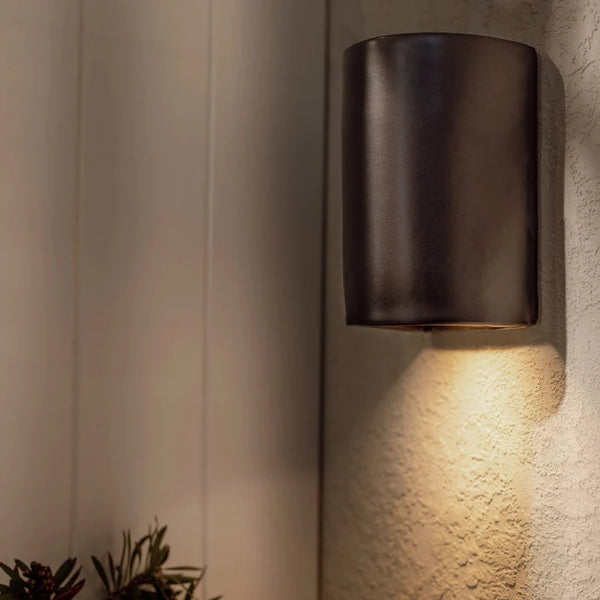 Handmade Exterior Shimmering Ceramic Wall Light | Slate