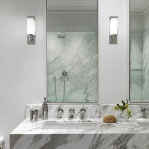 Transitional Cylindrical Chrome & Glass Wall Light