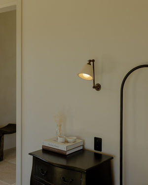 Adjustable Arm Concrete Wall Light in Minimalist Style Bedroom