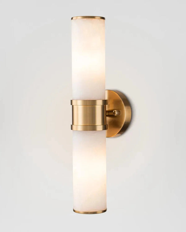 Alabaster and Brass Up & Down Wall Light