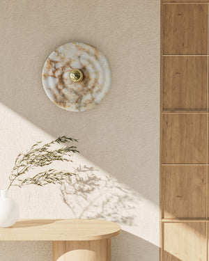 Alabaster Rippled Plate Wall Light