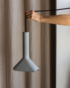 Angular Recycled Concrete Pendant | Ru Styled in a Minimalist Bedroom