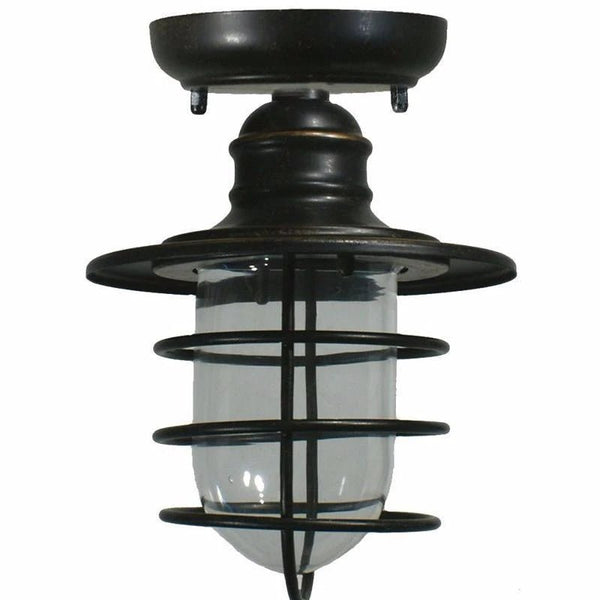Antique Bronze Industrial Nautical Flush Mount Ceiling Light