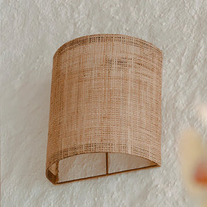 Organic Rattan Half Round Wall Light