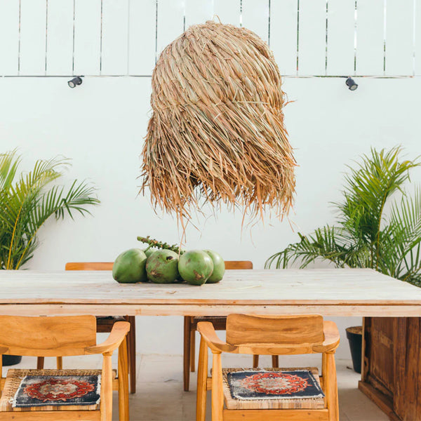 Raw Edged Rattan Weave Pendant