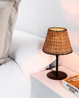 Black and Natural Rattan Table Lamp - Lighting Collective