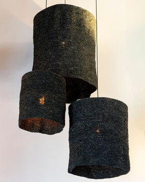 Black Woven Banana Leaf Pendant | Lyric | Displayed as a Cluster | Lighting Collective
