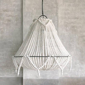 Large Natural Wooden Beaded Chandelier