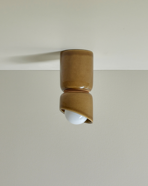 Ceramic Cylindrical Ceiling Light Terra 1.5 Chartreuse Opal No Base