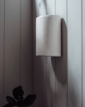 Exterior Ceramic Cylindrical Wall Light | Dawn Side Light Off
