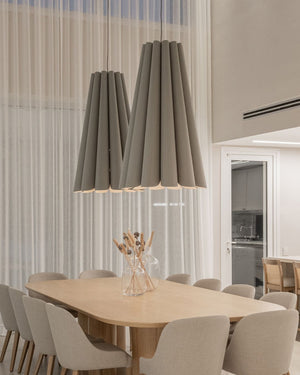 Conical Pleated Timber Pendant - Lighting Collective