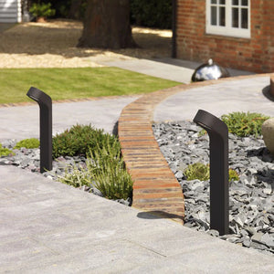 Contemporary L-Curved Black Aluminium Bollard-Lighting Collective