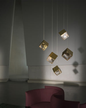 Crystal and Metal Cube Pendant | Pyrite - Lighting Collective