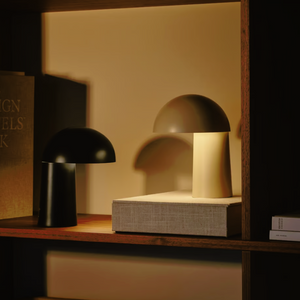 Dome Shade Portable Table Lamp | Beige & Black | Lighting Collective