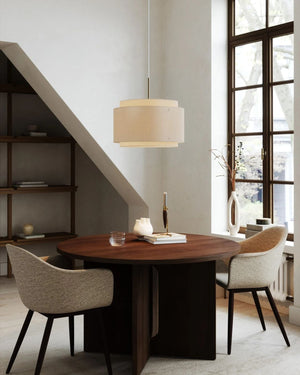 Double Shaded Fabric Pendant over a dining table