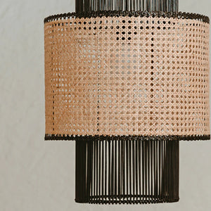 Tiered Tall Rattan Pendant