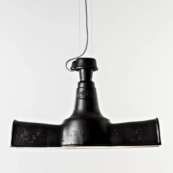 Italian Industrial Black Oblong Pendant Light