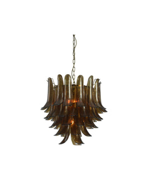 Small glass chandelier in amber finish