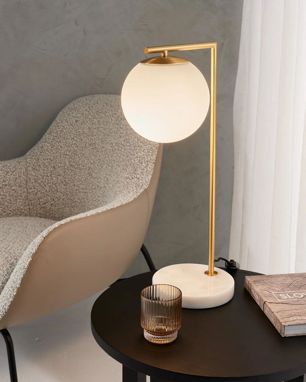 Elegant Antique Brass & Marble Table Lamp