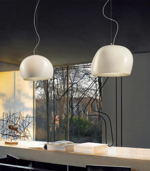 Elegant Blown Glass Domed Pendant | White Insitu | Lighting Collective