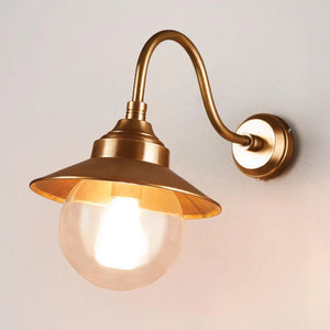 Exterior Antique Brass Gooseneck Wall Light