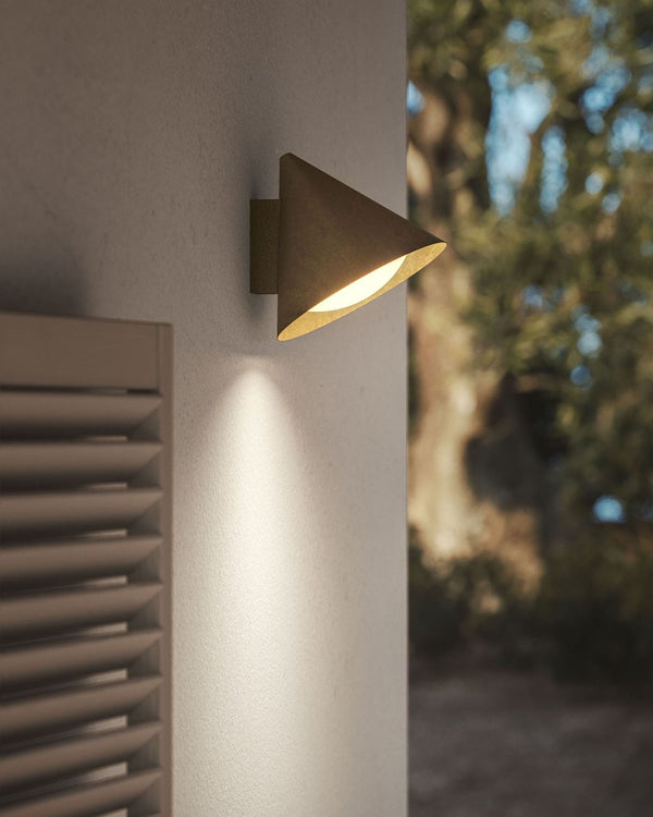 Exterior Brass Cone Flush Wall Light