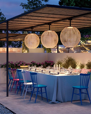 Exterior Mediterranean Woven Orb Ceiling Light