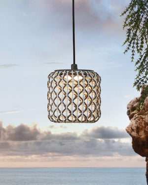 Exterior Mediterranean Woven Pendant | Small | Brown | Lighting Collective