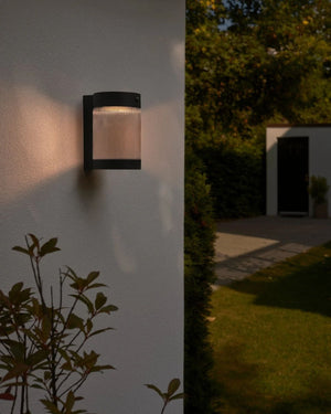 Exterior Ribbed Solar Wall Light Styled on a Minimalist White Wall