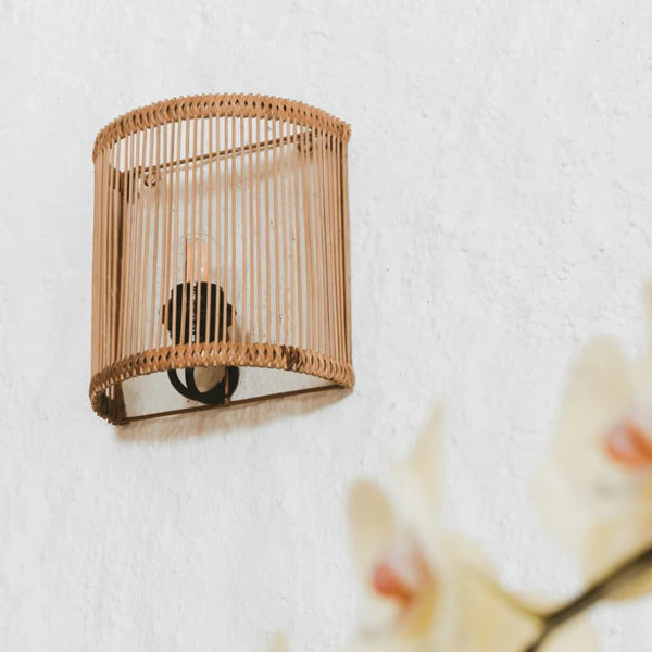 Simplistic Rattan Wall Sconce