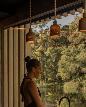 Fossil Coral Dome Hanging Pendant