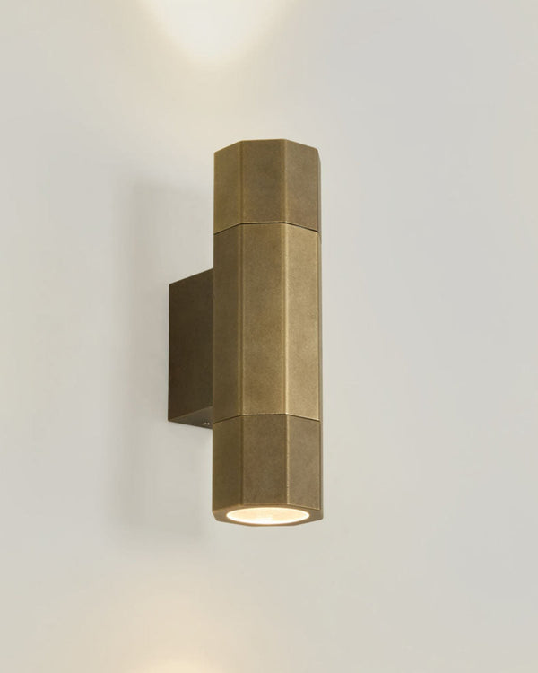 Geometric Outdoor Brass Wall Light