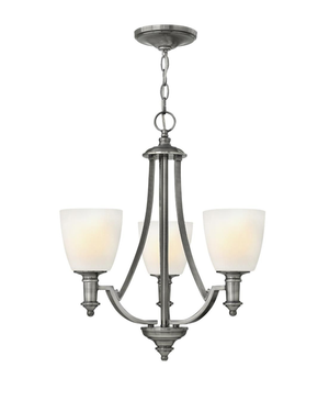 Hamptons Antique Nickel & Opal Glass Shade Chandelier-Lighting Collective