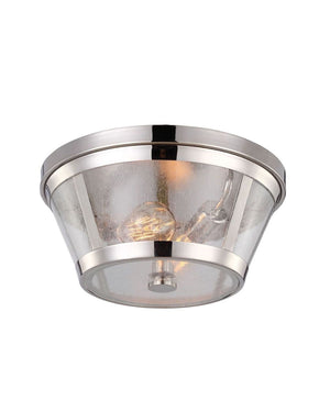 Hamptons Clear Seeded Glass Ceiling Light With SquareL inked Chain In Chrome