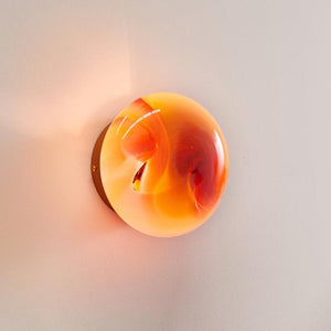 Hand-Blown Marbled Orb Light | Rosa | Large 140mm Brass | Lighting Collective