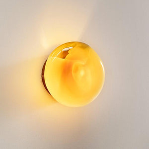 Hand-Blown Marbled Orb Light | Sunshine | Large 140mm Brass | Lighting Collective