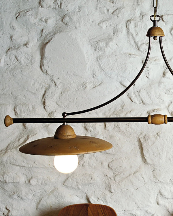 Hand-Pressed Maiolica Double Light Pendant