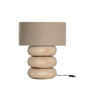 Handcrafted Wooden Pebble Table Lamp | Rundu | Natural Shade | Lighting Collective