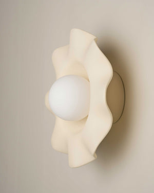 Handmade Ceramic Frill Wall Sconce | Bone