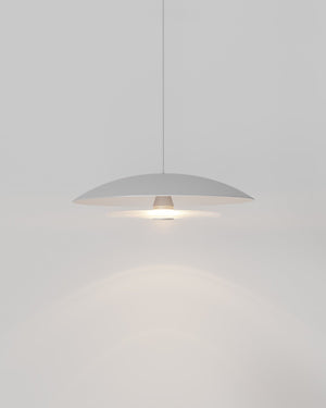 Handmade Coral Dome Glass Pendant White - Light On