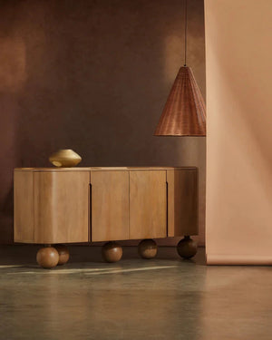 Handcrafted Elongated Cone Rattan Pendant