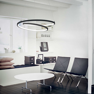 Modern Metal Spiral Pendant black in a lounge